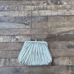 Sasha Handmade Pleated Metallic Crossbody Clutch 7" Kiss Lock Closure